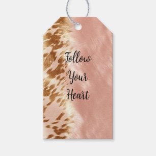 Blush Pink Cow Animal Print Gift Tags