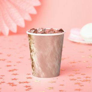 Blush Pink Cow Animal Print Paper Cups