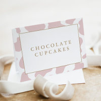 Blush Pink Cow Print Baby Shower Food Label Card