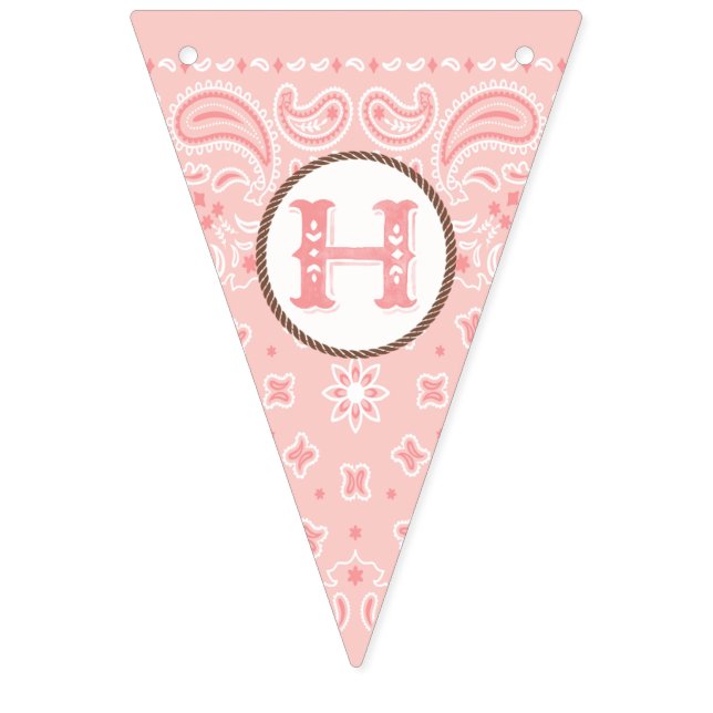 Blush Pink Cowgirl Bandanna | Happy Birthday Bunting (Second Flag)