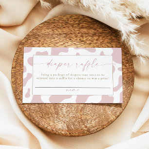 Blush Pink Cowgirl Cow Print Diaper Raffle Ticket