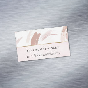Blush Pink Cream Abstract Business name website Magnetic Business Card