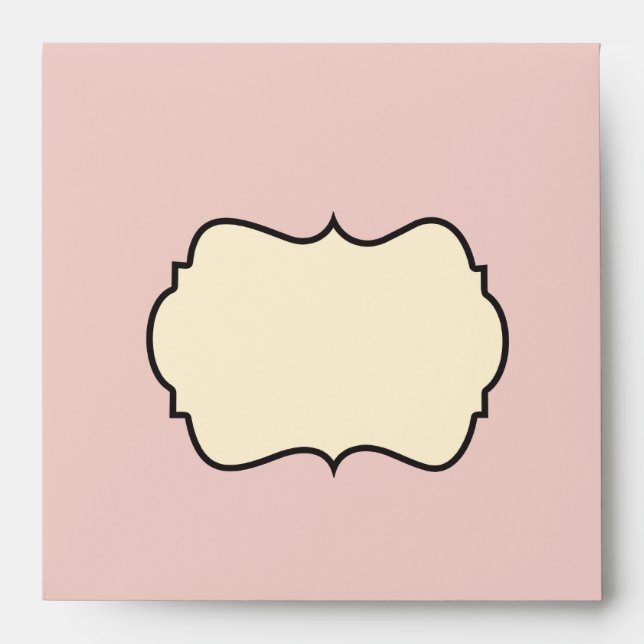 Blush Pink, Cream, and Grey Damask Envelope (Front)