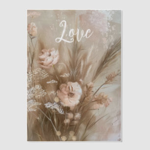 Blush Pink Cream Boho Floral Love Vellum Invitations