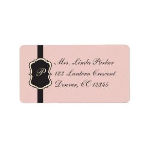 Blush Pink, Cream, Grey Monogrammed Address Label