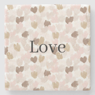 Blush Pink Cream Hearts Love   Stone Coaster