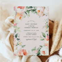 Blush Pink Cream Peony Floral Baby Girl Shower
