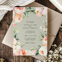 Blush Pink Cream Peony Floral Greenery Wedding