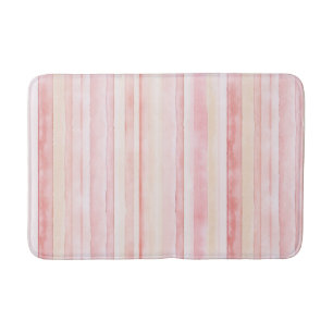 Blush Pink Cream Stripes Bath Mat
