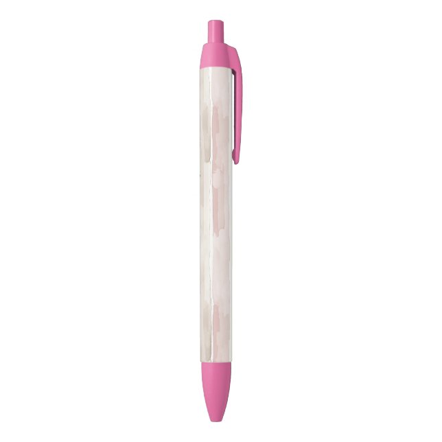 Blush Pink Cream Stripes Black Ink Pen (Bottom (Vertical))