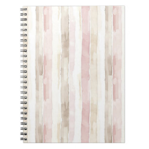 Blush Pink Cream Stripes Notebook