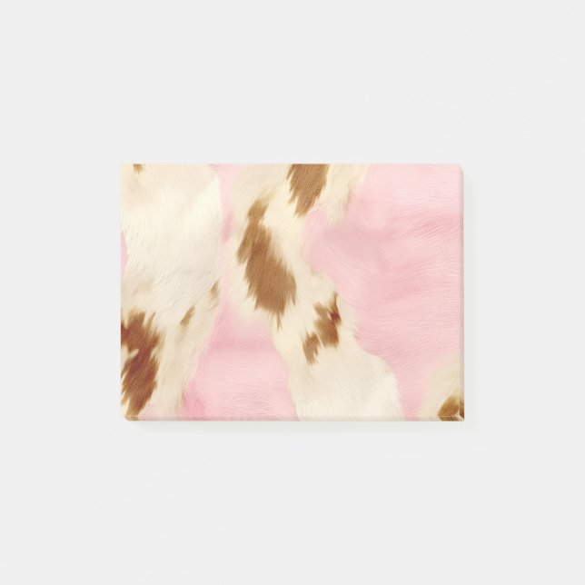 Blush Pink Cream White Gold Cowhide Post-it Notes (Front)