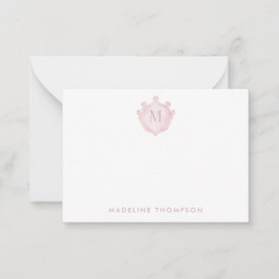 Blush Pink Crest Classic Monogram Card