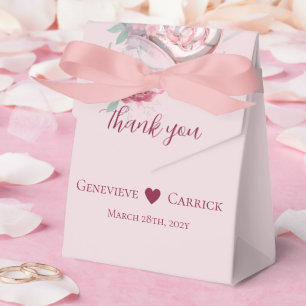 Blush Pink & Crimson Red Wedding Favour Box