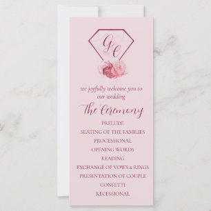 Blush Pink & Crimson Red Wedding Program