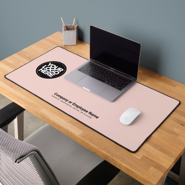 Blush Pink | Custom Business Logo Name, Slogan Desk Mat (Office 2)