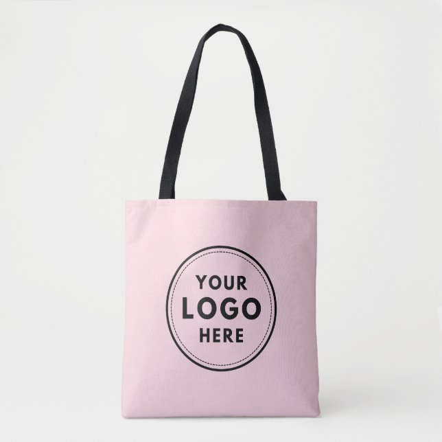 Blush Pink Custom Logo Business Branding Tote Bag (Front)