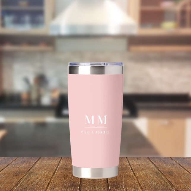 Blush pink custom monogram initials name insulated tumbler (Creator Uploaded)