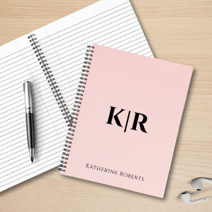 Blush Pink Custom Monogram Name  Notebook