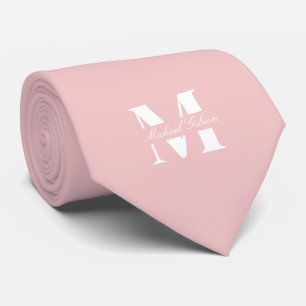 Blush Pink   Custom Monogram Wedding Groomsmen  Tie