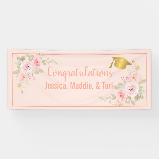 Blush Pink Custom Name Graduation Banner (Horizontal)