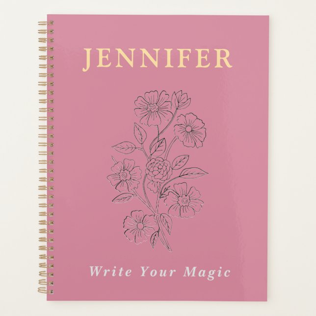 Blush Pink Custom Name Notebook – Sweet & Soft Planner (Front)