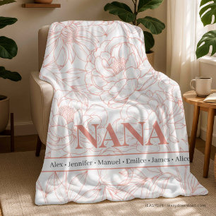 Blush Pink Custom NANA Names Fleece Blanket