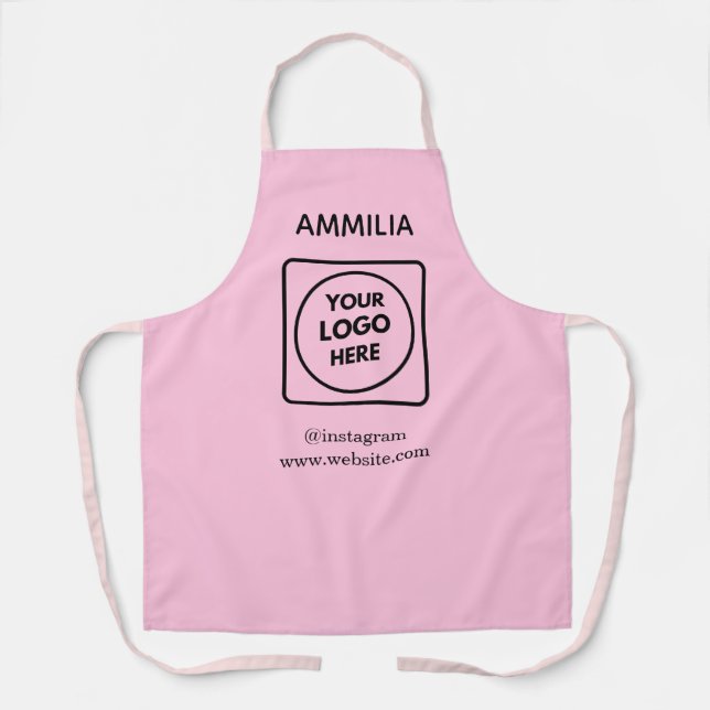 Blush Pink Custom Staff | Branded Employee Logo Apron (Front)
