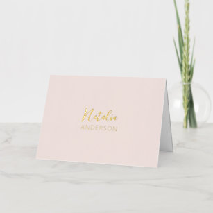 Blush Pink Custom Text / Your Name Stationery Foil Greeting Card