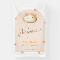 Blush Pink Cute Dumpling Baby Girl Shower Welcome