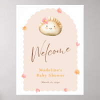 Blush Pink Cute Dumpling Baby Girl Shower Welcome