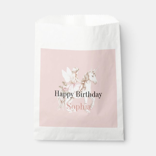 Blush Pink Cute Fairy Wings Dress Unicorn Birthday Favour Bags (Front)