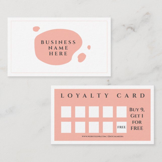Blush Pink Cute Minimalist Salon Coffee Shop Loyalty Card (Front/Back)