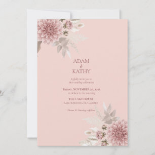 Blush Pink Dahlia Wedding Invitation