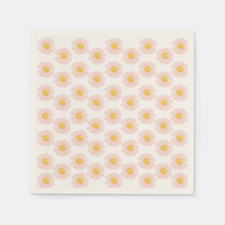Blush Pink Daisy 1st Birthday Party Napkin