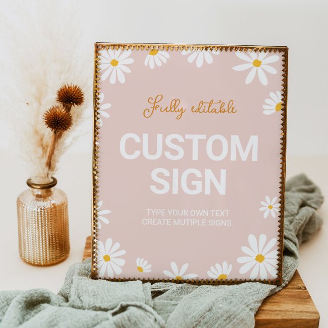 Blush Pink Daisy Birthday Party Table Sign (Creator Uploaded)