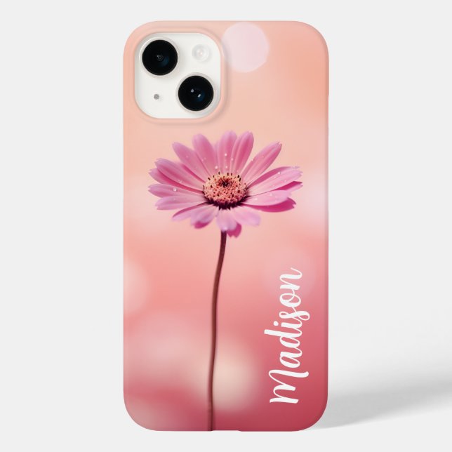 Blush Pink Daisy Custom Name Case-Mate iPhone Case (Back)
