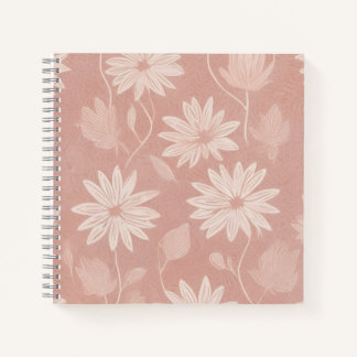 Blush Pink Daisy Floral Pattern Notebook