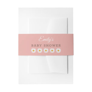Blush Pink Daisy Hello Sunshine Baby Shower Invitation Belly Band
