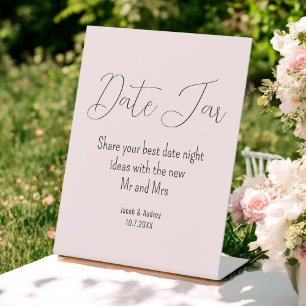 Blush Pink Date Jar Wedding Shower Pedestal Sign