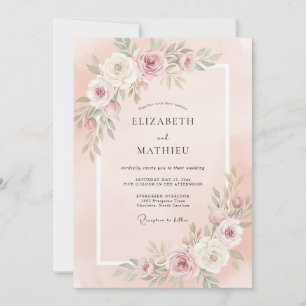Blush Pink Delicate Botanical Wedding Invitation