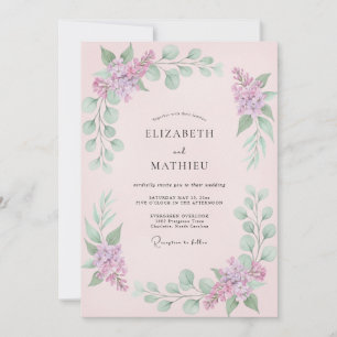 Blush Pink Delicate Lilac Wedding Invitation