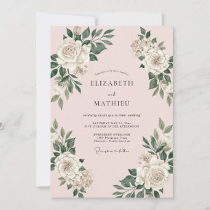 Blush Pink Delicate Spring Wedding Invitation