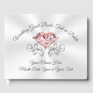 Blush Pink Diamond Personalised Wedding Guest Book