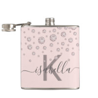 Blush pink diamonds rose gold monogram script