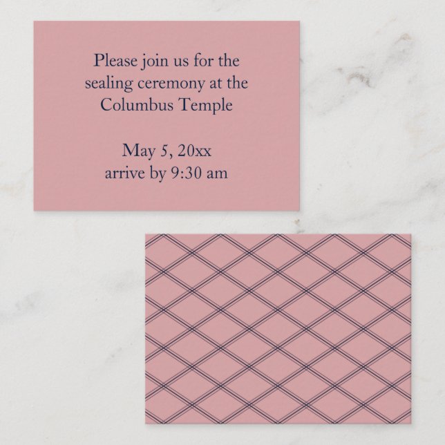 Blush Pink Diamonds Temple Sealing Invitation (Front/Back)