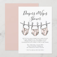 Blush Pink Diapers & Wipes Girl Baby Shower