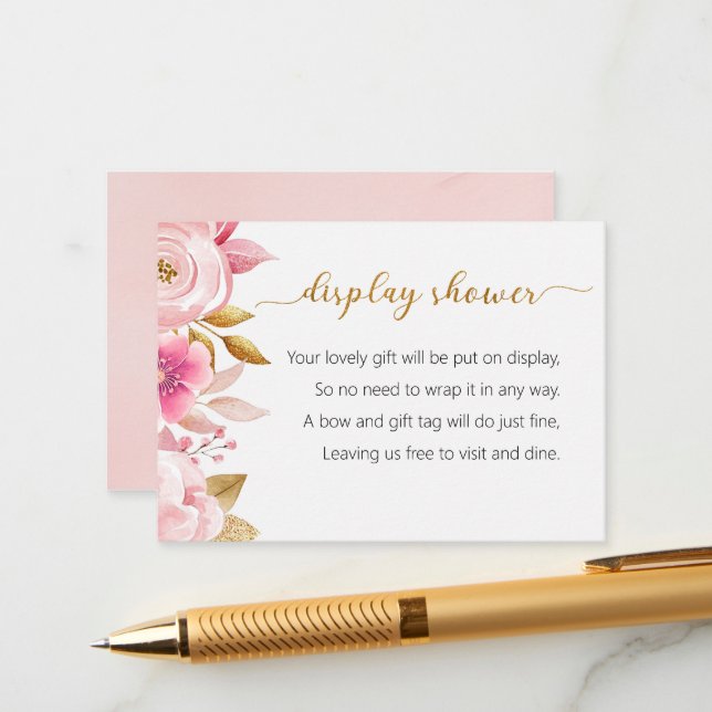 Blush Pink Display Shower Insert Card (Front/Back In Situ)