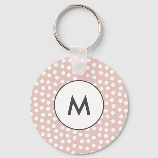 Blush pink dotted monogram key ring (Front)