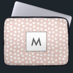 Blush pink dotted monogram laptop sleeve<br><div class="desc">A simple and elegant blush pink design,  with some white polka dots. Easily customisable with your name or monogram.</div>